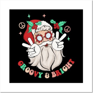 Groovy & Bright Hippie Santa Claus Posters and Art